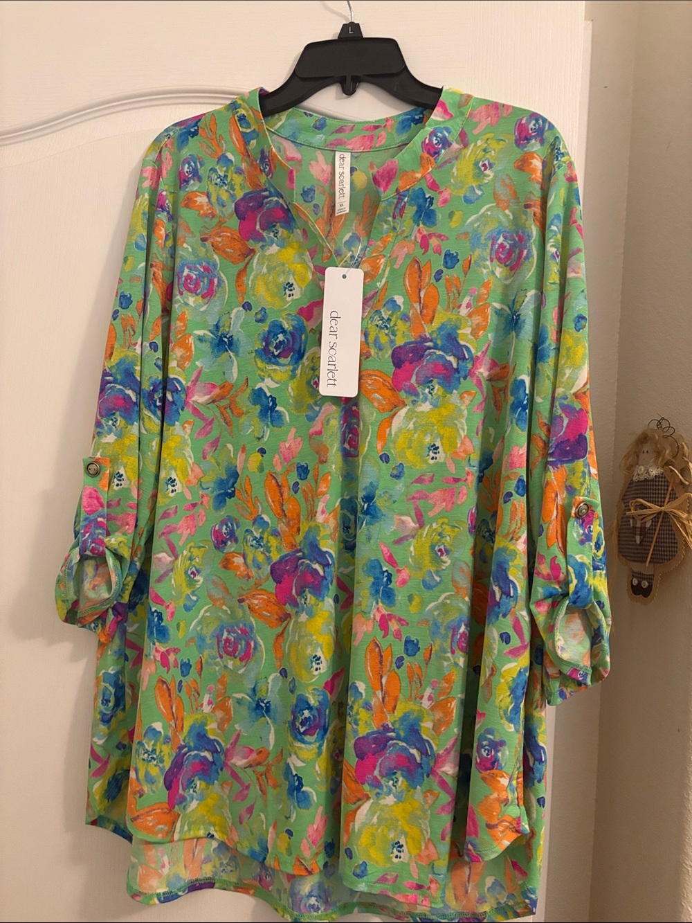 dear scarlett Floral Watercolor Tunic - Green Multi